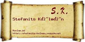 Stefanits Kálmán névjegykártya
